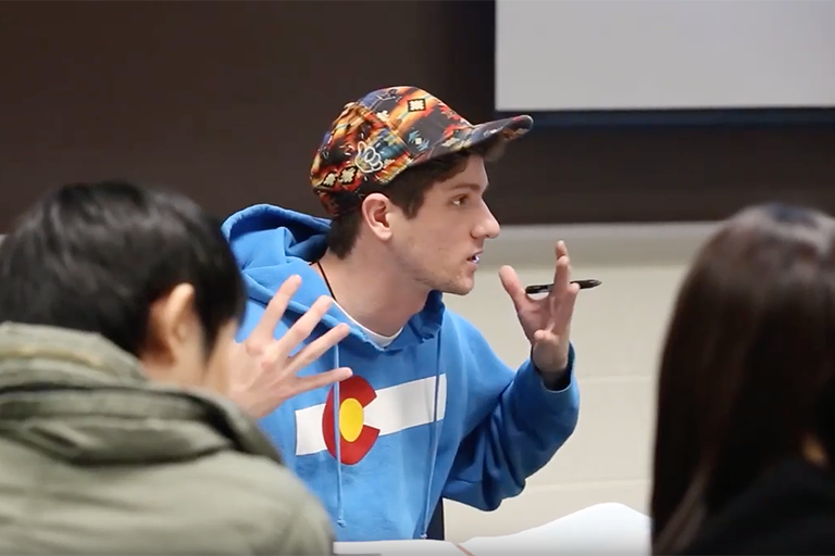Students discussing in class