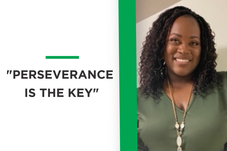Perseverance is key with a photo of Katrice Larkins-Sanders